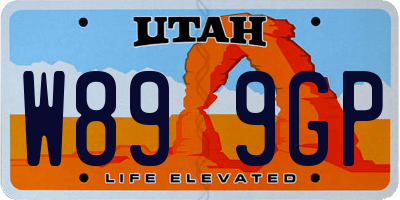 UT license plate W899GP