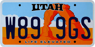 UT license plate W899GS