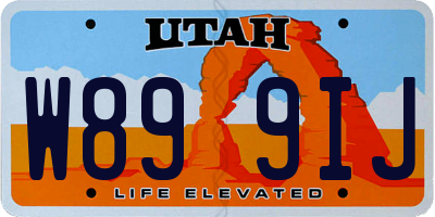 UT license plate W899IJ