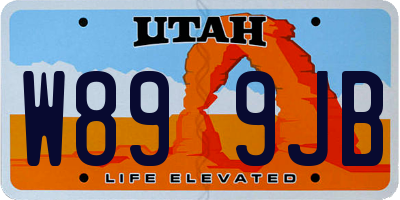 UT license plate W899JB