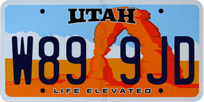 UT license plate W899JD