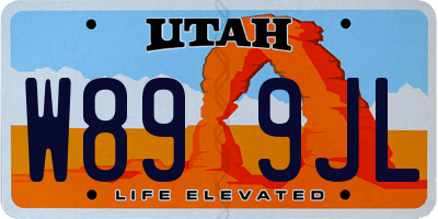 UT license plate W899JL