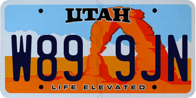 UT license plate W899JN