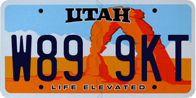 UT license plate W899KT