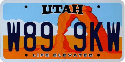 UT license plate W899KW