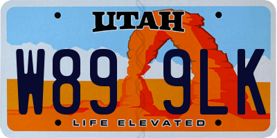 UT license plate W899LK