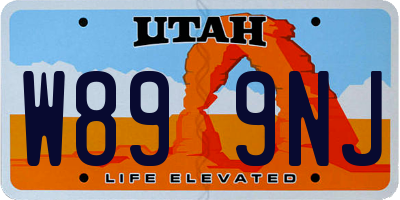 UT license plate W899NJ