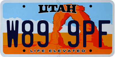 UT license plate W899PF
