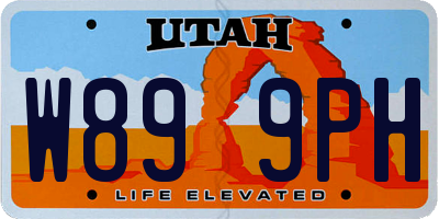 UT license plate W899PH