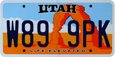 UT license plate W899PK