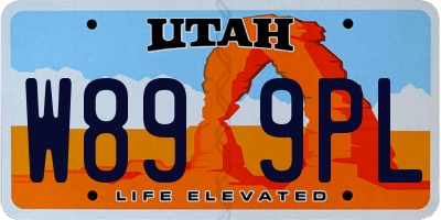 UT license plate W899PL