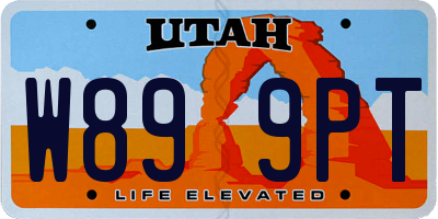UT license plate W899PT