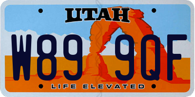 UT license plate W899QF