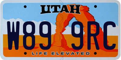 UT license plate W899RC