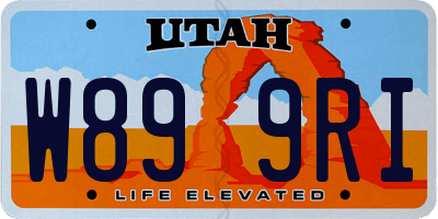 UT license plate W899RI