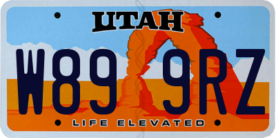 UT license plate W899RZ