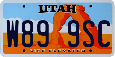 UT license plate W899SC