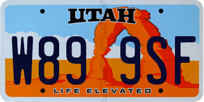 UT license plate W899SF