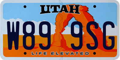UT license plate W899SG