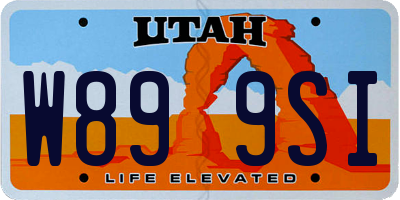 UT license plate W899SI