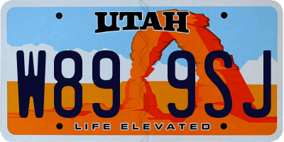 UT license plate W899SJ