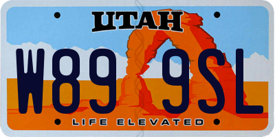 UT license plate W899SL