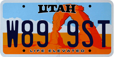 UT license plate W899ST