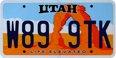 UT license plate W899TK