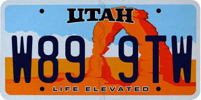 UT license plate W899TW