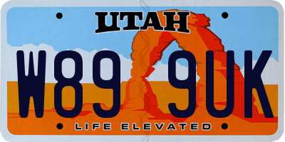 UT license plate W899UK