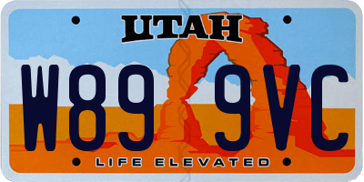 UT license plate W899VC