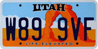 UT license plate W899VF