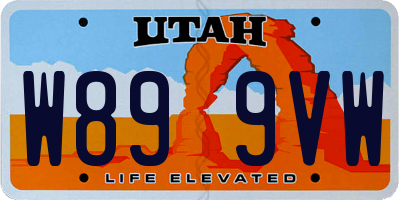 UT license plate W899VW