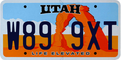 UT license plate W899XT