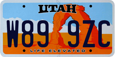UT license plate W899ZC