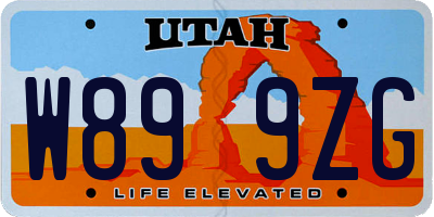 UT license plate W899ZG