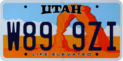 UT license plate W899ZI