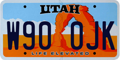 UT license plate W900JK