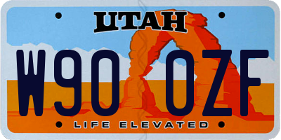 UT license plate W900ZF