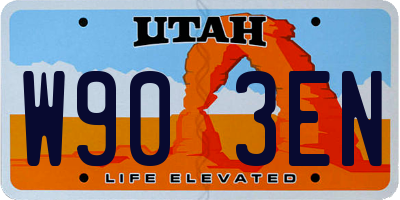 UT license plate W903EN