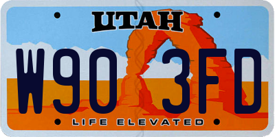 UT license plate W903FD