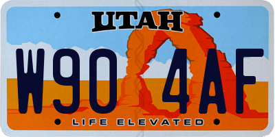 UT license plate W904AF