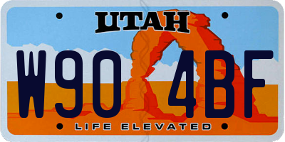 UT license plate W904BF