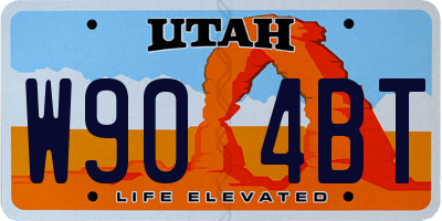 UT license plate W904BT