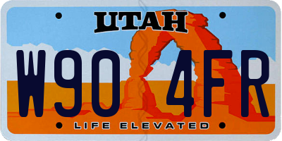 UT license plate W904FR