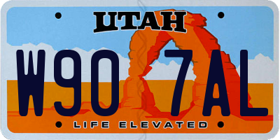 UT license plate W907AL