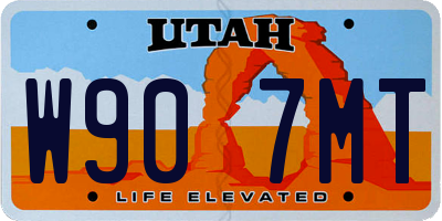 UT license plate W907MT