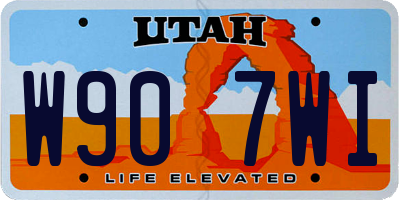 UT license plate W907WI