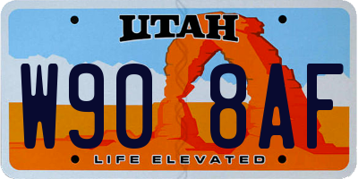 UT license plate W908AF