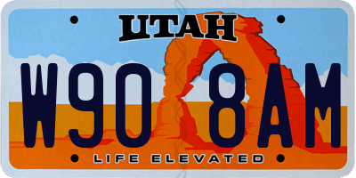 UT license plate W908AM